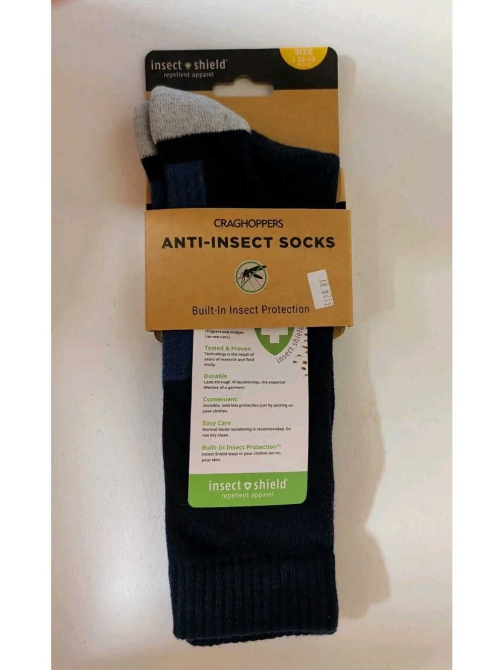 Craghoppers Anti-Insect Socks Insect Shield Repellent Men's Large 10-13